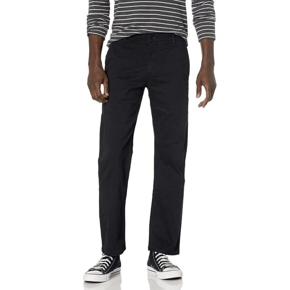 Dockers Easy Khaki Slim Stretch Flat-Front Pants Black Mens Size 42 X 32